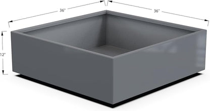 Plantercraft Powder-Coated Aluminum Planter Box - Square Cube - Metal All Weather | Indoor Outdoor | Made in USA | Fully Assembled