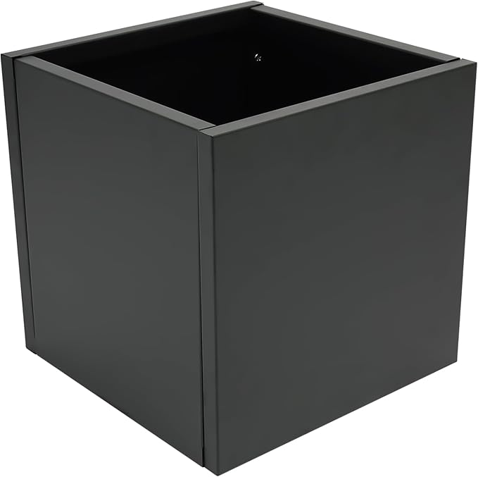 LOYALHEARTDY Steel Planter Box, 16" x 16" x 16" Square Planter Metal Box Tall Planters Heavy Duty Plant Boxes for Indoor Outdoor Tall Plants, Flowers or Shrubs (Black, 16" x 16" x 16")