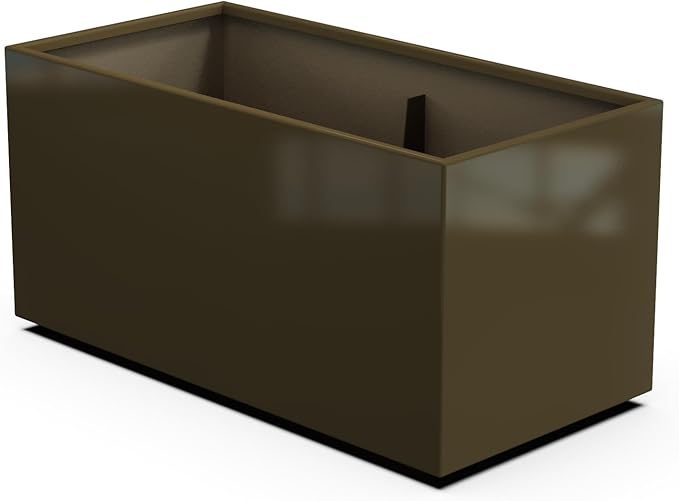 Plantercraft Powder-Coated Aluminum Planter Box - Rectangle - Metal All Weather | Indoor Outdoor | Made in USA | Fully Assembled