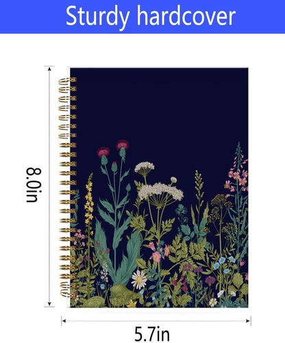 Spiral Journal Notebook,A5 Hardcover Lined Journals for Women Girl 6 x 8.3 in,120 Pages Thick Paper,Cute College Ruled Writing Notebook for Gifts Office Work School(Garden Flower)