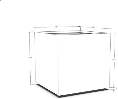 Plantercraft Powder-Coated Aluminum Planter Box - Square Cube - Metal All Weather | Indoor Outdoor Commercial Residential | Made in USA | Fully Assembled