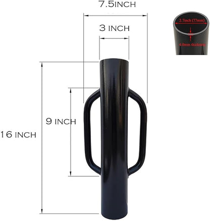 MTB Garden 16 Inch Black Fence Post Driver with Handle 12 LB Steel T Post Pounder Portable Hand Post Rammer for Wooden Posts U Channels Fence Posts, 16 Inch Post Pounder Good for Small Projects