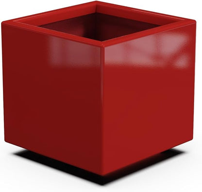 Plantercraft Powder-Coated Aluminum Planter Box - Square Cube - Metal All Weather | Indoor Outdoor | Made in USA | Fully Assembled