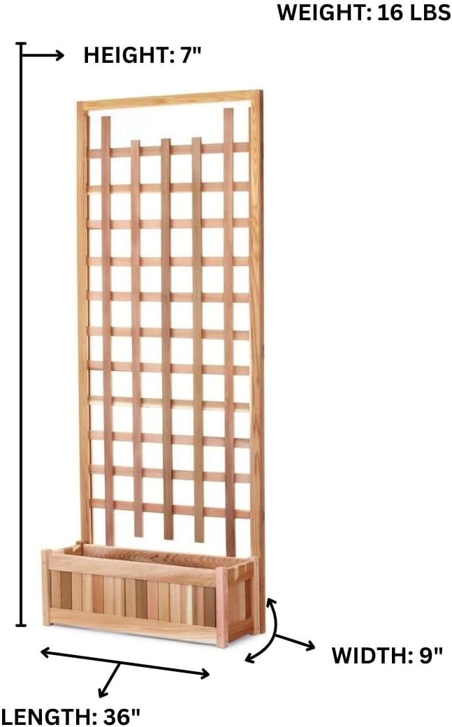 All Things Cedar PL30-T 2-Piece Planter with Trellis Screen | Handcrafted Western Red Cedar | Includes Planter Boxes & Trellis Screen | Untreated Cedar for Indoor & Outdoor Use