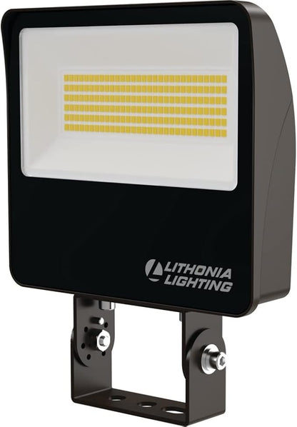 Lithonia Lighting All-in-One LED Flood Light, Waterproof LED Outdoor Light Fixture with Adjustable Brightness and Color Temperature, Knuckle or Yoke Mount Dusk to Dawn Outdoor Lighting, MVOLT
