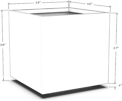 Plantercraft Powder-Coated Aluminum Planter Box - Square Cube - Metal All Weather | Indoor Outdoor Commercial Residential | Made in USA | Fully Assembled