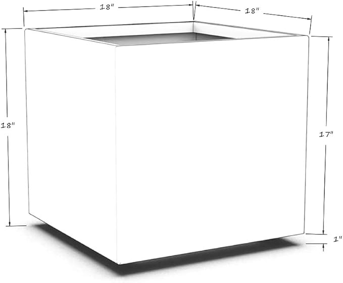 Plantercraft Powder-Coated Aluminum Planter Box - Square Cube - Metal All Weather | Indoor Outdoor Commercial Residential | Made in USA | Fully Assembled