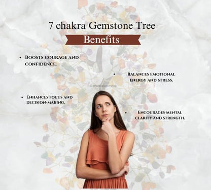 Mix Chakra Crystal Tree with Golden Wire – 7 Chakra Gemstone Bonsai for Energy Healing, Decor & Meditation