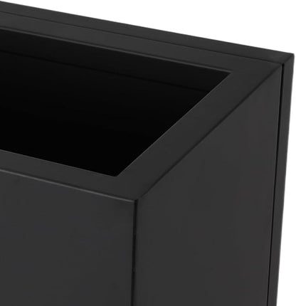 Geometric Metal Planter Box with Drainage Indoor Outdoor,Modern Black Steel Garden Planter 31.5x11.81x27.56in, Haevy Duty Raised Garden Bed Plant Pot for Patio Yard Garden Decoration