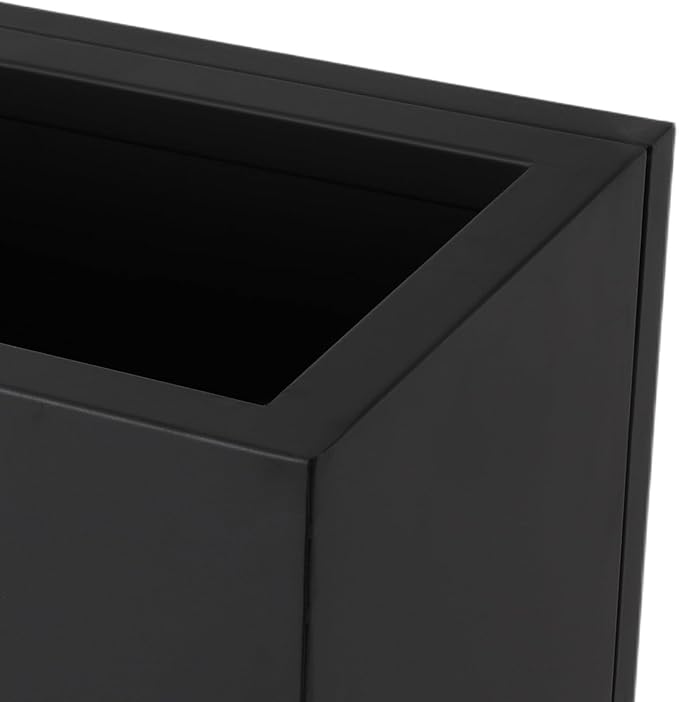 Large Geometric Metal Planter for Outdoor & Garden, 31.5x11.81x27.56 Inch Modern Black Steel Planter with Drainage Holes,Decorative Flower Pot for Yard, Patio, Lobby