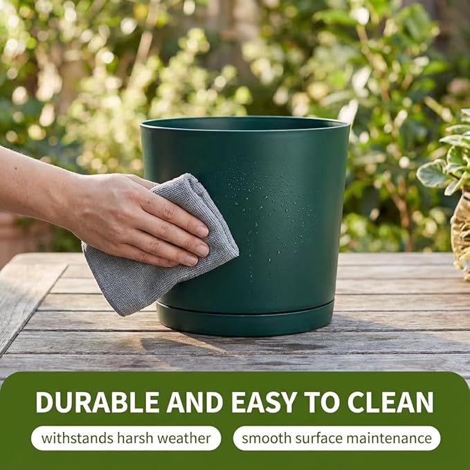 Outdoor Pots Made from 100% Recycled Maritime Plastics– Round Plastic Plant Pot for Garden or Indoor/Outdoor Use, Durable Plastics Outdoor Pot, Recycled Plastic Pots for Plants, Medium