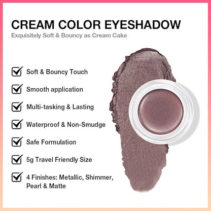 Cream Glitter Taupe Shimmer Metallic Eyeshadow Palette Makeup, Natural Single Mini Instant Holographic Eyeshadow For Older Women, Sombras Crema Para Ojos, Talc, Paraben & Cruelty Free, R04