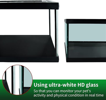 Reptile Glass Terrarium Tank 12 * 12 * 8" Full View with Top Ventilation, Amphibians Box Habitat Enclosure Cage for Frog,Spiders,Dubia Cockroach,Praying Mantis,Cricket,Tarantula,Hermit Crab