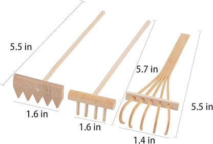 3PCS Small Sand Rakes Zen Garden Accessories Curved 4 Teeth and Triangular Teeth Rakes Sand Table Landscaping Karesansui Tools Office Desktop Decoration