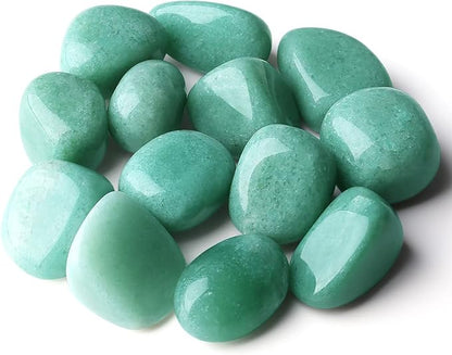 QINJIEJIE 0.9 LBS Green Aventurine Polished Stones Tumbled Crystals Bulk Gemstones 0.6-1" Irregular Stone Natural Reiki Healing Crystal for Plants Vase Filler Decoration Energy Beginners Gifts
