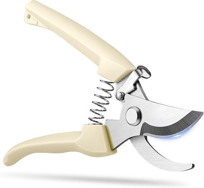Flower Scissors, Flower Shears High Strength Steel Sharp, Ergonomic Handle Pruning Shears for Gardening, Lightweight Garden Scissors, 1-inch Cut Capacity Rust Resistant for Plants Bonsai-White