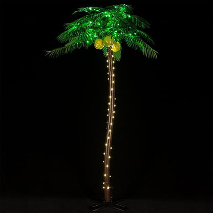 LED Palm Tree Lights, 7ft Artificial Palm Tree, Reinforced Heavy-Duty Base, 192 LEDs, All-Weather, Indoor/Outdoor, Timer & Dimming, UL/ETL Listed