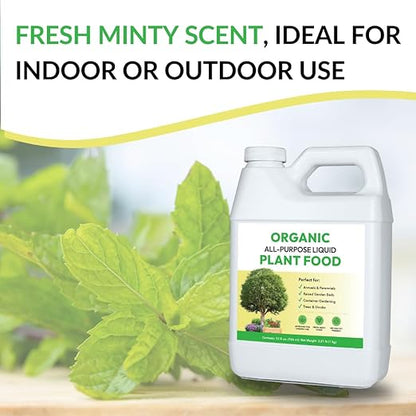 Organic All-Purpose Liquid Plant Food - Use on All Outdoor Plants: Flower Beds, Vegetable Gardens, Container Gardening | Concentrated Liquid Fertilizer Alternative (32oz, Mixes to 32 Gallons)