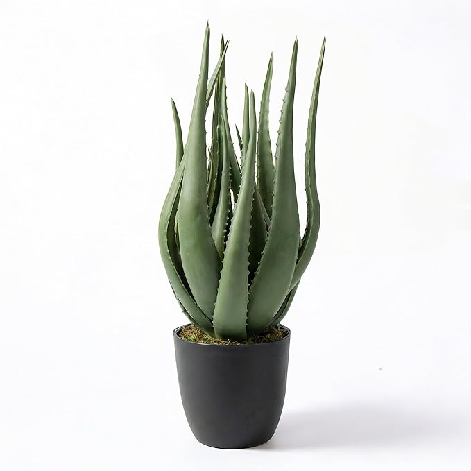 Large Potted Artificial Aloe Vera Plant - 26 Inch UV Resistant Faux Succulent Cactus for Indoor and Outdoor Home Décor
