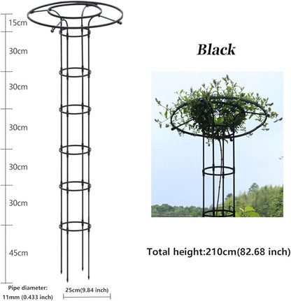 Garden Trellis for Climbing Plants and Flowers,Rustproof Metal Vertical Umbrella Trellis,Garden Obelisk Climbing Plant Trellis(Size:210cm,Color:Black)