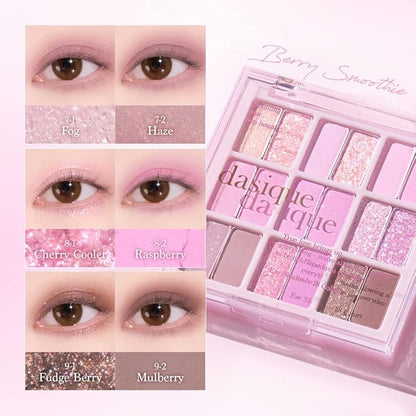 dasique Shadow Palette #18 Berry Smoothie l Vegan, Cruelty-Free l 18 Blendable Shades in Smooth Matte and Shimmer Finishes with Gorgeous Pearls