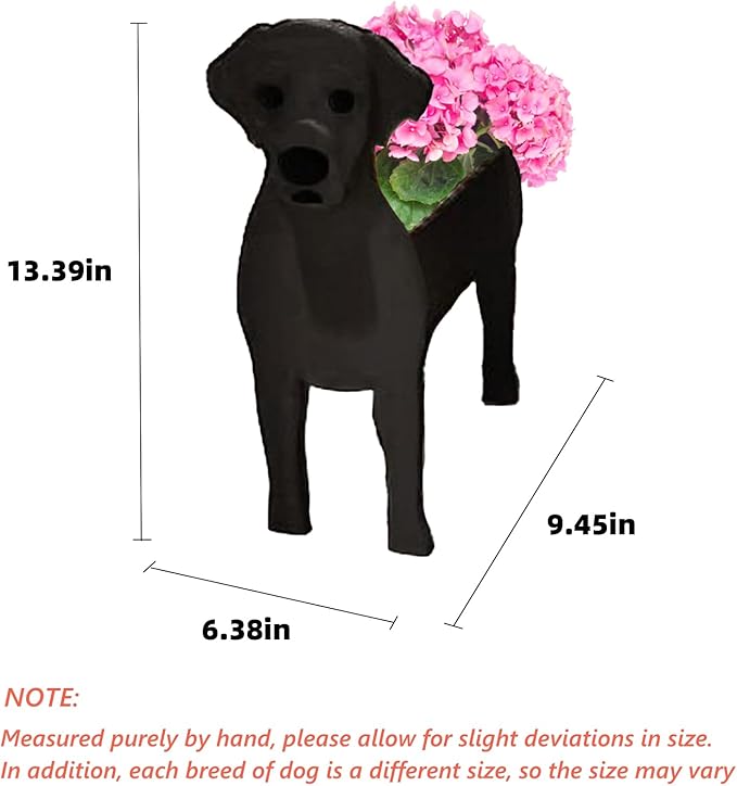 Black Labrador Dog Planter Plant Pots,Cute Dog Flower Planter,Gifts for Pet Lovers,Unique Animal Plant Pots,Office,Indoor Outdoor Garden Decor(9.45 * 6.38 * 13.39in)