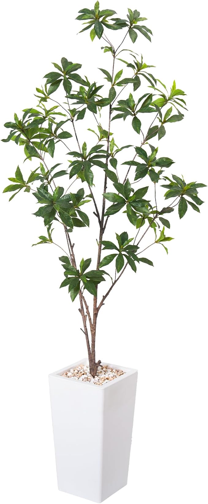 Artificial Brave Ficus Tree 5FT-Faux Tree with White Tall Planter-Fake Potted Tree with Silk Leaves-Tall Artificial Plants for Home Office Living Room Hallway Decor Indoor