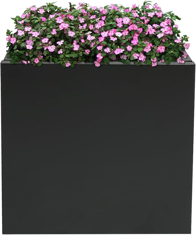 Square Outdoor Planters, Steel Planter Box, Cube Planter Box, Metal Planter Boxes Indoor&Outdoor for Patio, Deck, Yard, Garden (16 x 16 x 16in)