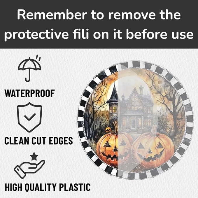 Acrylic Window Hanging Castle Pumpkins Stained Panel Window Decoration for Halloween Decorations Outdoor Indoor Garden Yard Home Halloween Decor 12 Inch
