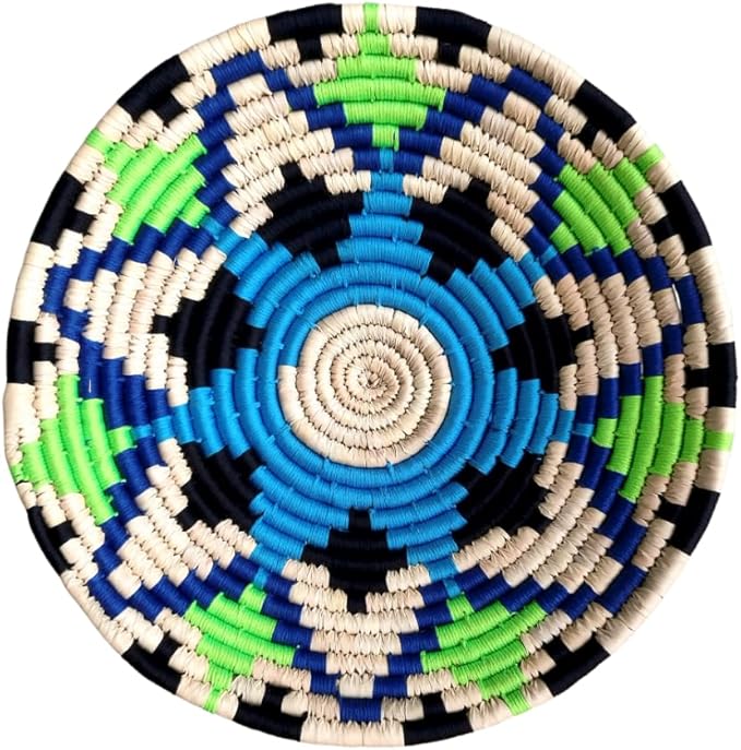 Bhumee Creations Rattan Trendy & Timeless: Sabai Grass Wall Basket - Handwoven Wall Art (Blue Green, Set of 3)