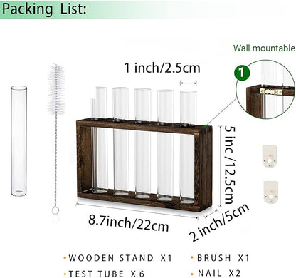 Propagation Station, Plants Terrarium, Plants Lover Gifts for Women,Plant Cutting Holder Home décor,Gifts for Women,House Warming New Home-5 Tubes-Brown