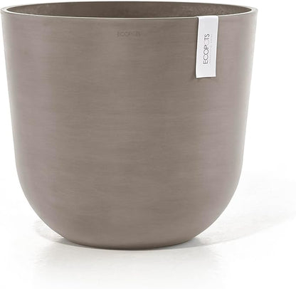 Ecopots Oslo Durable Modern Round Indoor/Outdoor Recycled-Based Composite Flower Pot Planter, Taupe, 17.75"