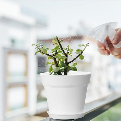 16 Pack Plastic Plant Pots with Drainage Holes and Tray, 4 inch Thickened Indoor Planters Seedlings Nursery Pots for Flowers, African Violet, Succulent and All House Plants, White