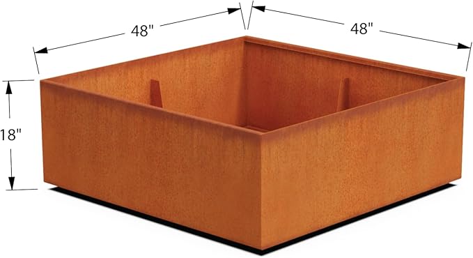 PLANTERCRAFT Corten Steel Planter Square Cube Metal Garden Box Heavy Duty | Made in USA | Fully Assembled | Commercial Residental Outdoor
