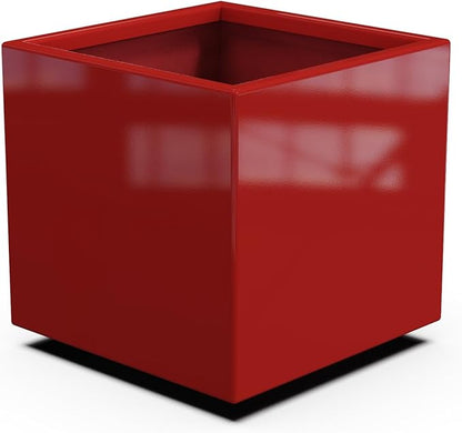 Plantercraft Powder-Coated Aluminum Planter Box - Square Cube - Metal All Weather | Indoor Outdoor | Made in USA | Fully Assembled