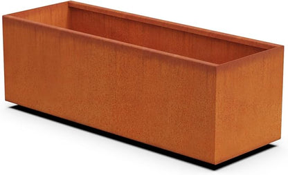Plantercraft Large Rectangular Planters for Outdoor Plants - 46x16 Inch Corten Steel Planter | Extra Large Outdoor Planter Box for Modern Patio & Garden | Heavy Duty Metal Planter