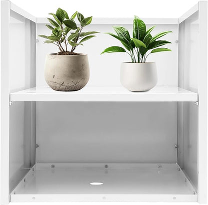DYNAMI Square Planter Box with Removable Partition,26x26x26in Steel Metal Planters Large Cube Plant Pot for Outdoors,Modern Heavy Duty Flower Pot for Patio, Deck, Yard, Garden (White, 26inch)