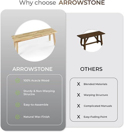 Solid Wood Bench for Entryway, Bed Bench, Dining, Plant Stand - Wooden Bench Indoor (47 inches)