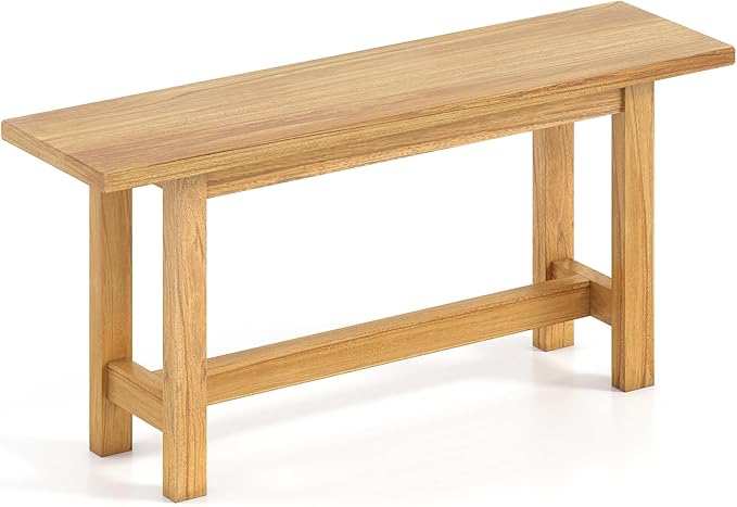 Tangkula Outdoor Teak Wood Bench, Patio Dining Bench Seat, Wooden Garden Bench, 2-Person Loveseat Seating for Porch, Backyard and Poolside (2,Natural)