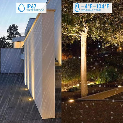 EAGLOD 5W Well Light,12-24V LED In-Ground Low Voltage Landscape Light with Connectors, IP67 Waterproof Landscape Lighting,3000K Paver Lights Warm White for Yard, Garden, Patio (12 Pack)