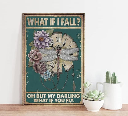 Bestylez Cottagecore Gifts Dark Vintage Cottagecore Wall Decor - Fall Decor - Cottagecore Home Forest Room Bedroom Kitchen Decor - What If I Fall Sign, 12 x 8 Inch (954)