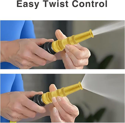 Brass Hose Nozzle Cyprium Water Hose Nozzle High Pressure Adjustable Twist Heavy Duty 5" Brass Nozzle for Garden Hose, Power Washer