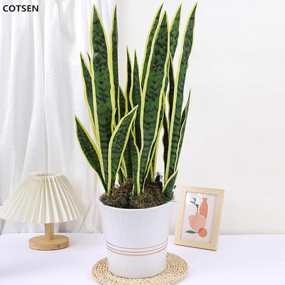 5 Pack Artificial Snake Plants Faux Agave Plant Fake Sansevieria Unpotted 30 inch Artificial Plants Suitable for Garden Home Office Indoor Outdoor Decoration (Yellow Green)