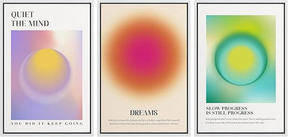 Ashbrook Framed Canvas Print Wall Art Set Aura Posters Angel Numbers Affirmation Posters Gradient Girl's Bedroom Decor Abstract Digital Art Decorative Calm/Relax for Bedroom - 24"x36"x3 White