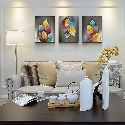 Canvas Wall Art For Living Room Family Wall Decor For Bedroom Kitchen Decor Artwork Abstract Leaves Painting Fashion Office Wall Pictures Poster Prints Bathroom Home Decorations 12" X 16" 3 Pieces