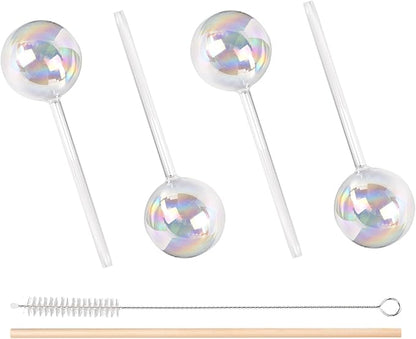 Plant Watering Globes- 4 Pack Iridescent Rainbow Glass Water Bulbs Self Watering Spikes Planter Insert Automatic Plant Watering Bulbs Devices for Indoor and Outdoor Plants