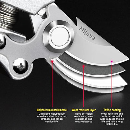 Professional Garden Shears, Sharp Pruning Shears for Gardening, Secateurs for Plants, Flowers, Twigs, Roses, Grapes, Bonsai Trees, Ideal Garden Clippers & Trimmers (silver)