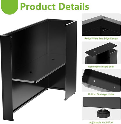 Metal Planter Box 38.2'' x 13'' x 30'' Rectangle Planters for Outdoor Plants Large Black Rectangular Planter with Felt Bag & Drainage Holes for Indoor or Outdoor Flower Garden Porch Patio