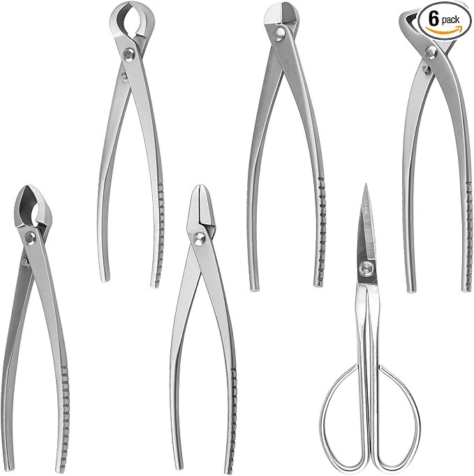 6 PCS Bonsai Pruning Tool Set, 6 Different Roles of Scissors to Meet All the Needs of the Usage Process, for Plant Pruning and Shaping, Free Your Hands and Easy to Finish the Work