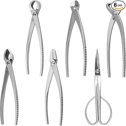 6 PCS Bonsai Pruning Tool Set, 6 Different Roles of Scissors to Meet All the Needs of the Usage Process, for Plant Pruning and Shaping, Free Your Hands and Easy to Finish the Work